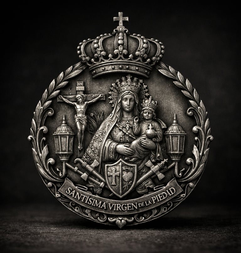 Medalla para cofradía fabricada por taller joyero especializado en joyería religiosa