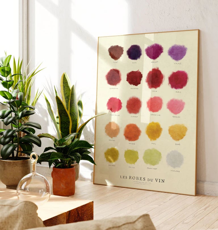 affiche fabriquée en France les robes du vin La Carte des Vins SVP