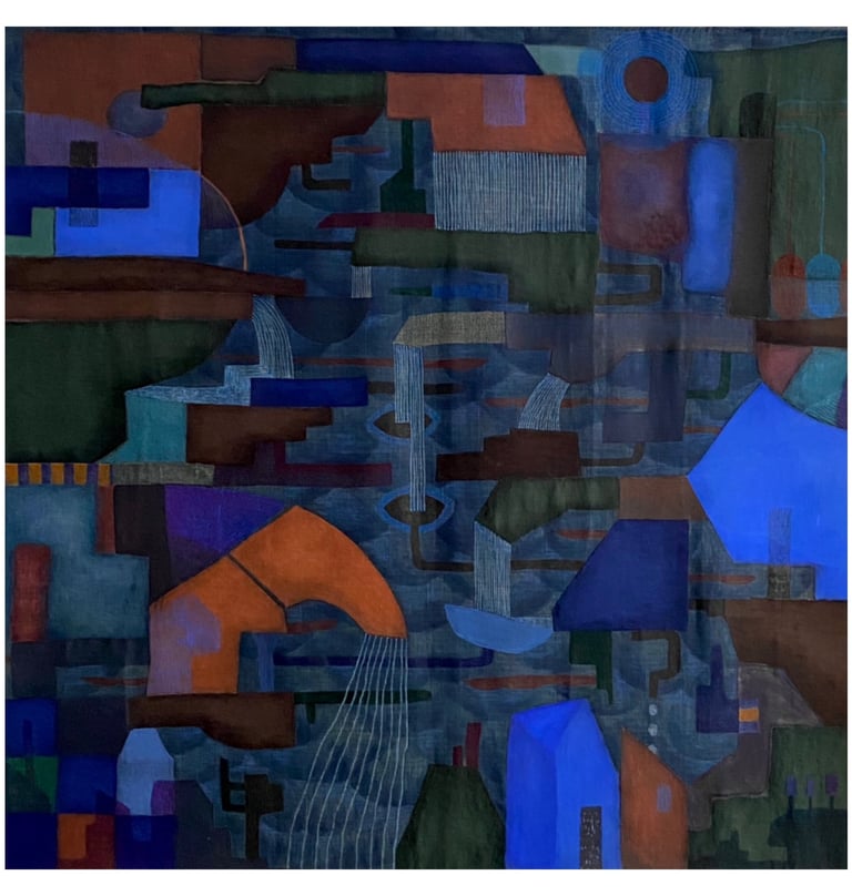 peinture textile grand format tenture