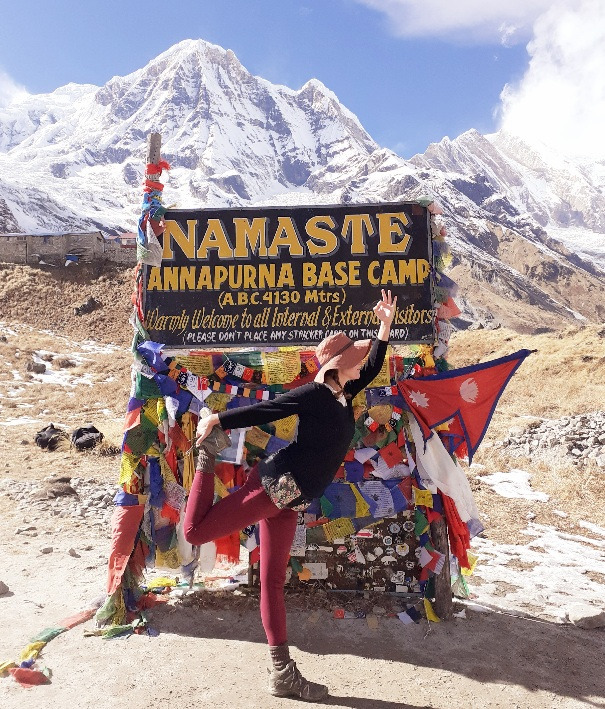 woman in Yoga pose in Himalayas