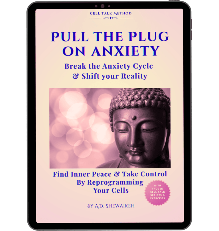 Ebook Cover of "Pull The Plug On Anxiety" shown straight up inside a tablet