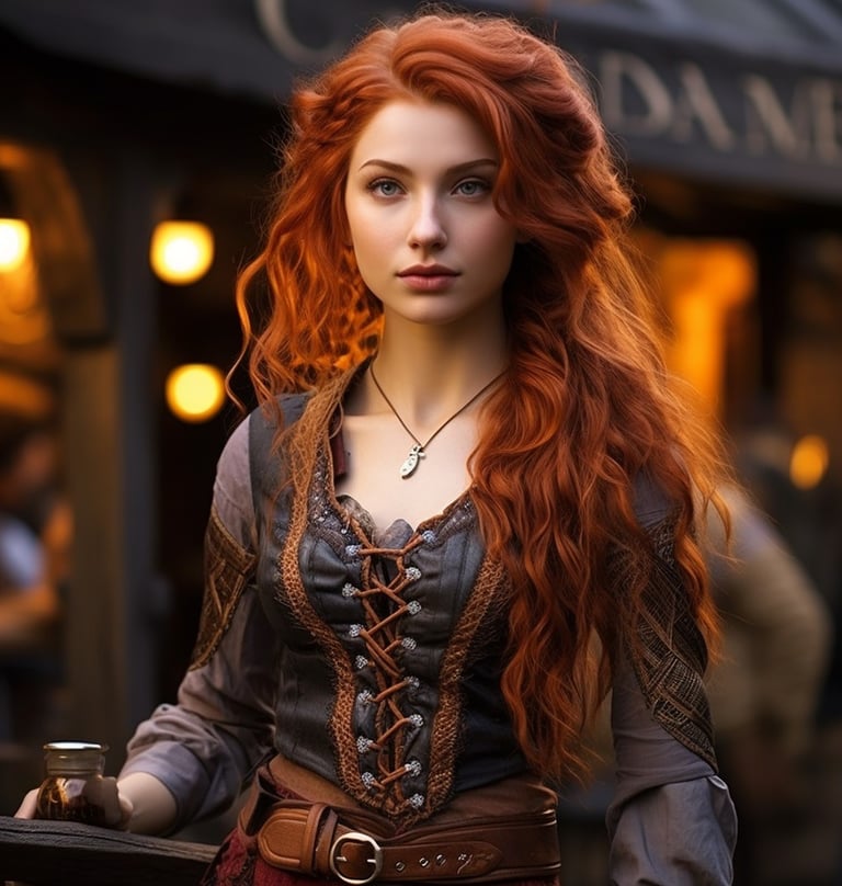 redhead hair pub woman bartender