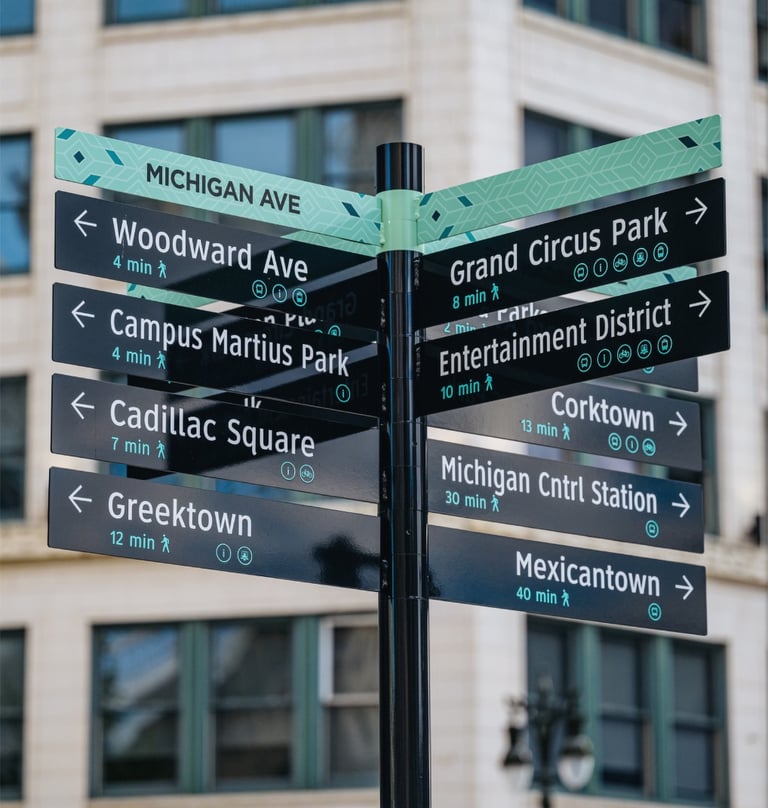 Detroit Wayfinding Signage Design Modular Pedestrian