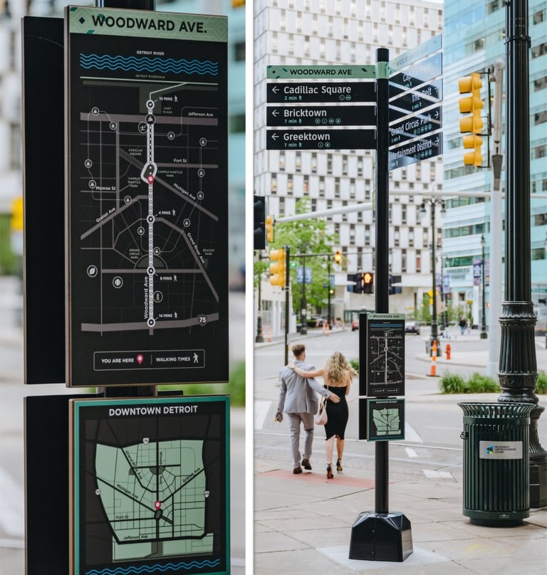Downtown Detroit Wayfinding sign system