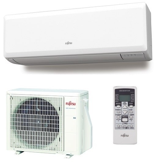 a white air conditioner with a remote control