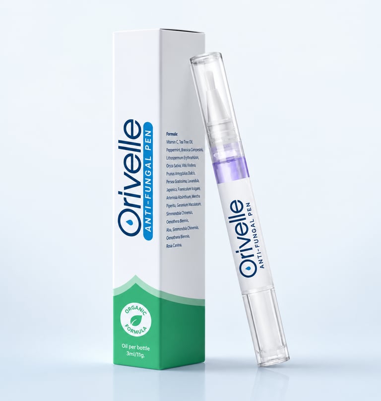 Orivelle Anti-Fungal Pen with organic formula and compact daily nail care design