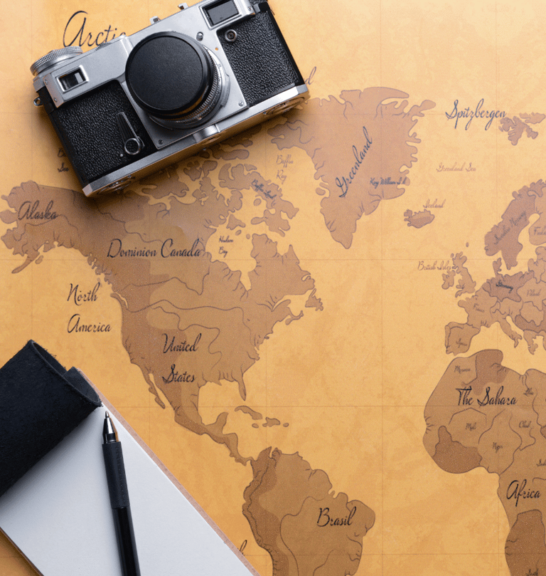a map of a world map with a pen and a pen