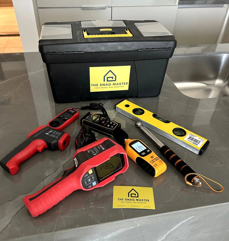 Various tools used during building inspection in Dubai
