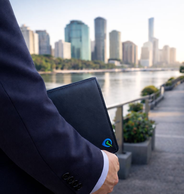 Professional man in Brisbane doing business but not limited to Brisbane City