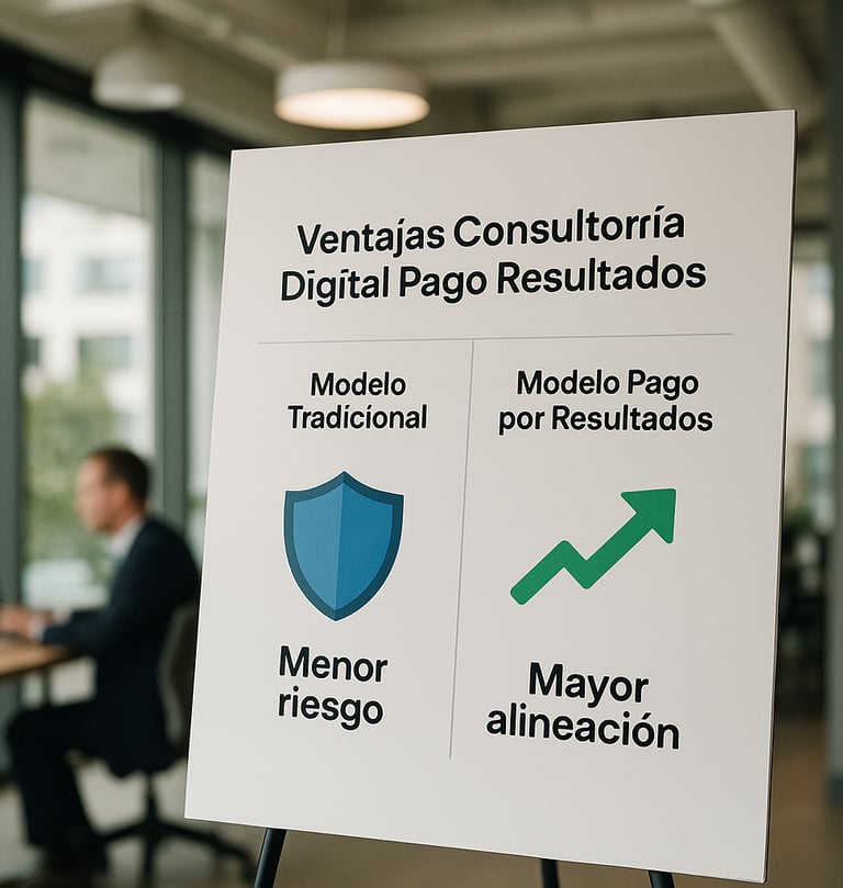 Ventajas competitivas del modelo consultoría digital pago resultados 2025