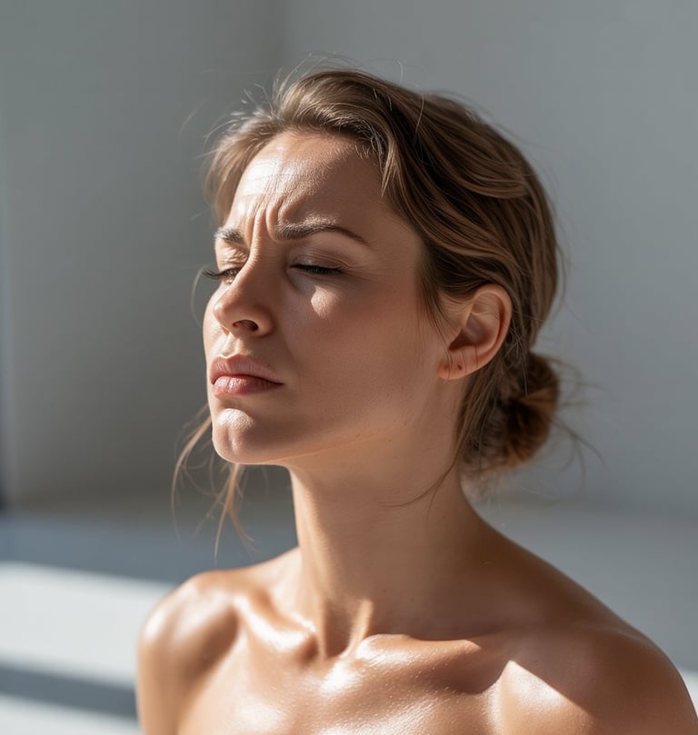 a woman with her eyes closed