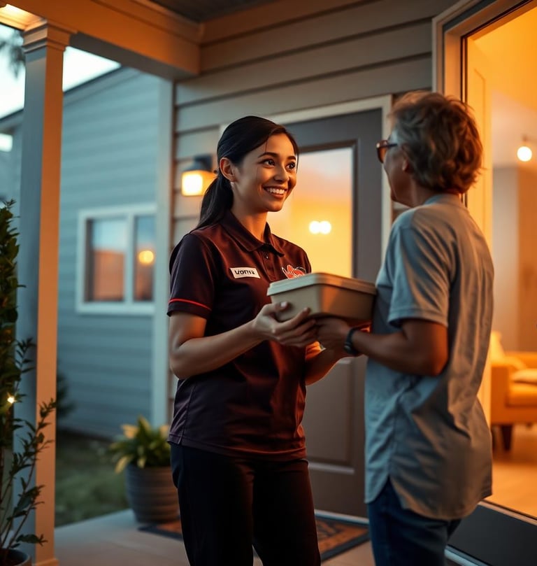 woman delivering food to someone's house