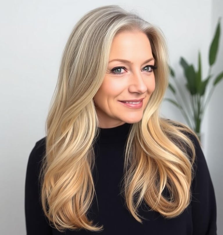 woman over 50 with a Layered Long hair Cut