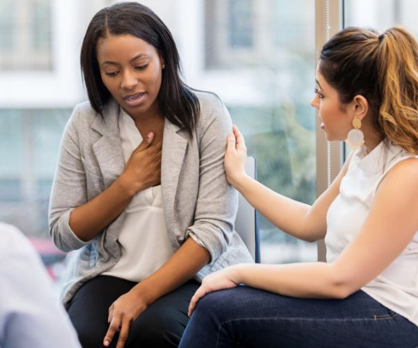 2 women talking