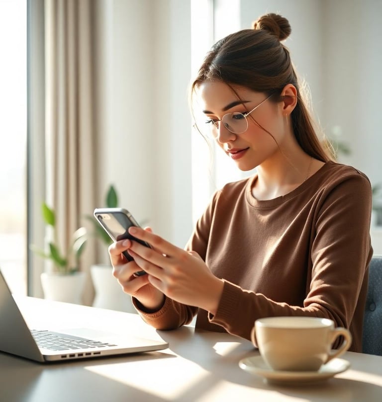 woman using an app on her cell phone
