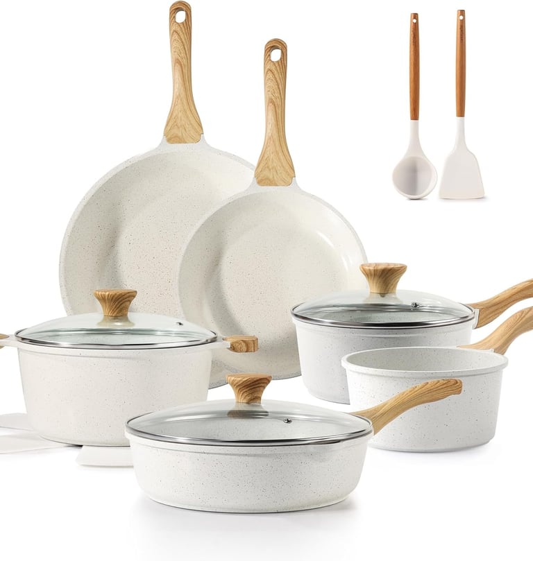 nonstick ceramic cookware set, nonstick ceramic pots and pans set, 16-piece nonstick pots and pans