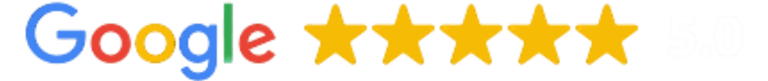 Google graphic displaying 5 full stars, representing Gili Scuba Diving's outstanding reviews and high customer satisfaction i