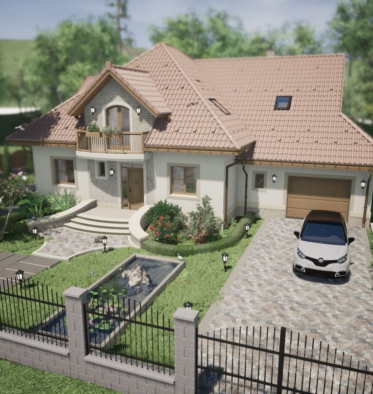 casa parter cu mansarda și garaj