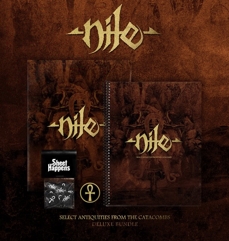 Nile Guitar Tab Book and Package Set with Guitar Picks and Ankh Enamel Pin