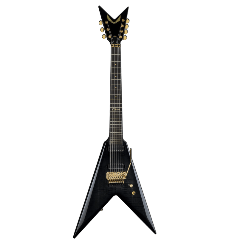 KARL SANDERS V 7 STRING TRANSPARENT BLACK DEAN GUITAR