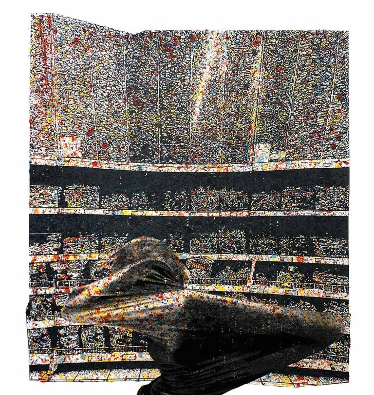 Screen print – an abstract interpretation of a supermarket scene.