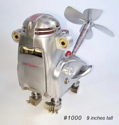 Four-legged creature named Number 1000 made from found objects by Santa Barbara artist Tal Avitzur.