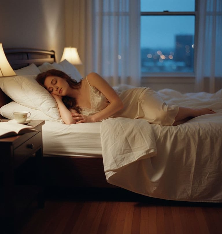 woman getting some rest laying down in her bed
