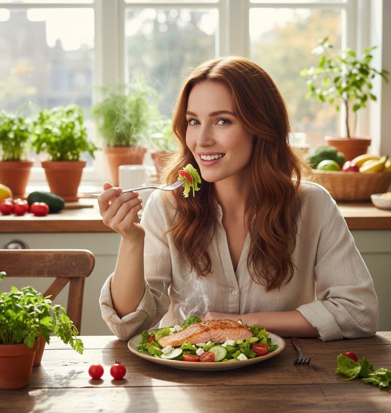 woman eating a healthy salad