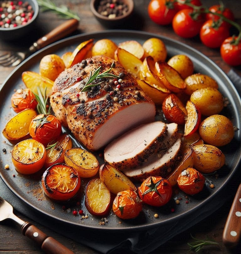 Lombo de Porco Assado com Batatas Fitness da VidaFit&Receitas  Prepare-se para uma refeição reconfor