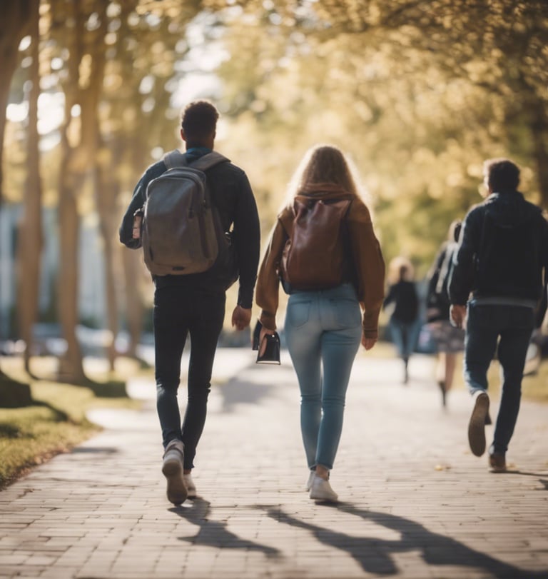 STUDENTS WOLKING IN A CAMPUS