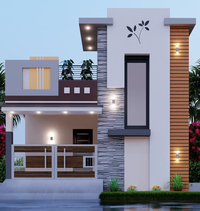 a house with a clock on the front of it