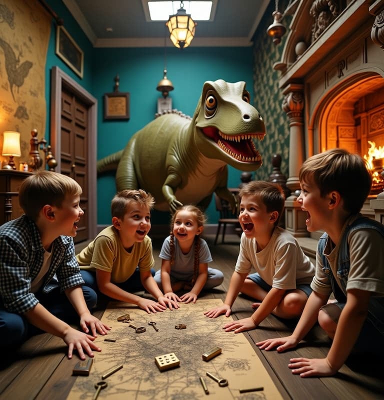 Deca istražuju svet dinosaurusa na dečijem rođendanu i avanturi u Exploroom escape room igraonici u Nišu.  