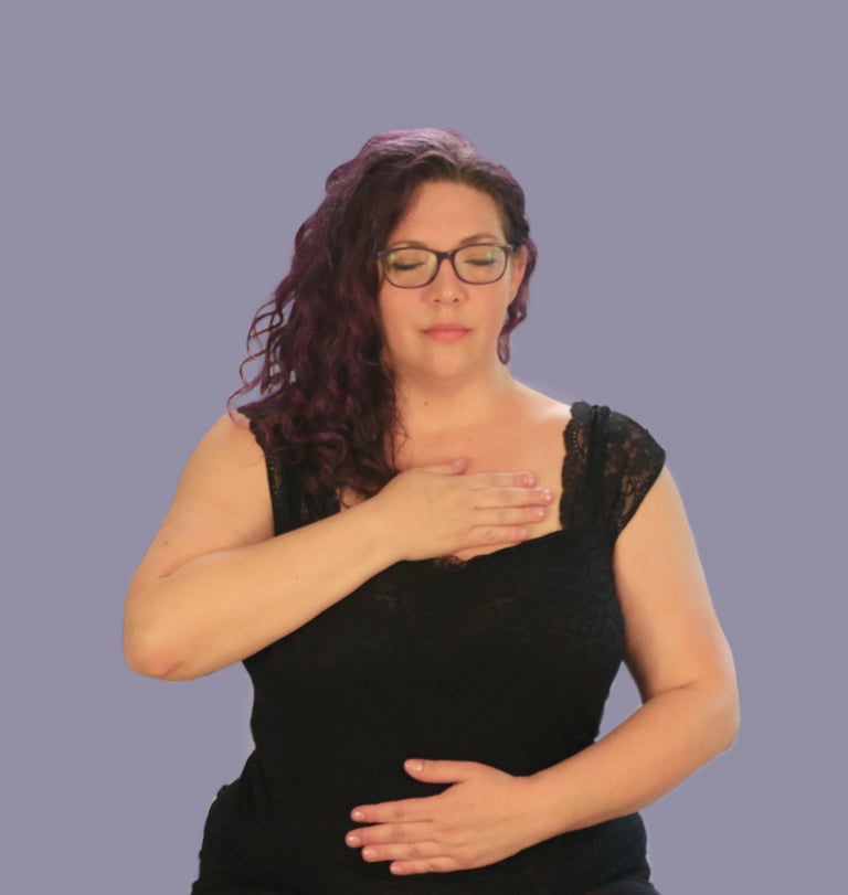 rachel meditation, purple background