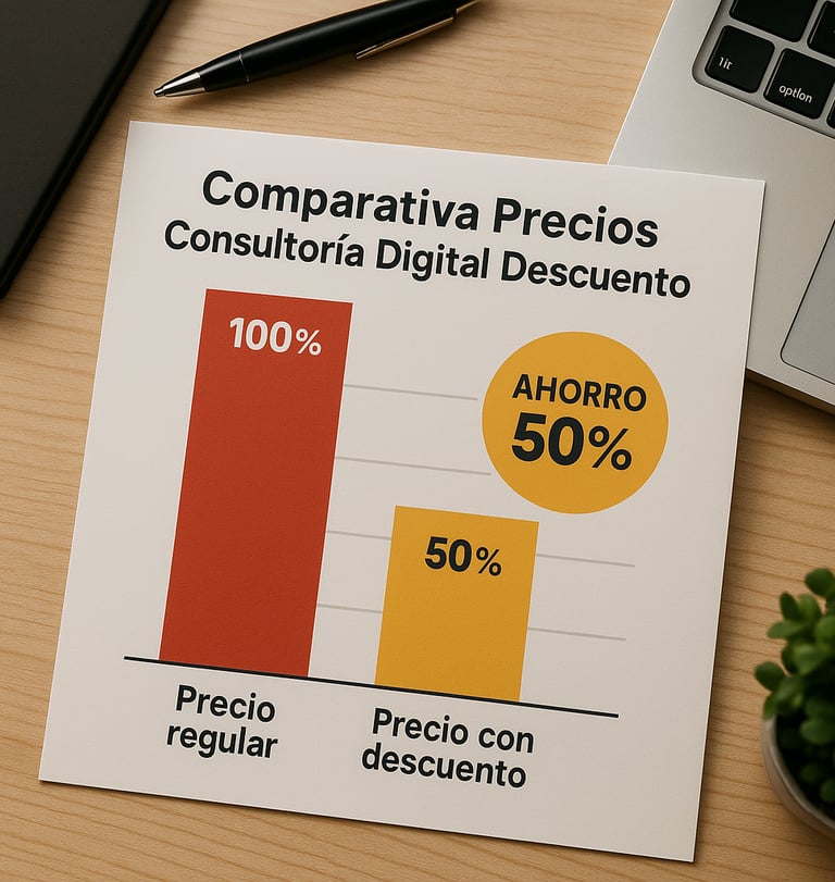 Comparativa de precios regular vs descuento lanzamiento consultoría digital