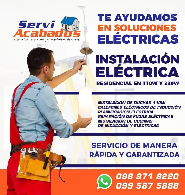"Técnico de Serviacabados realizando la instalación de un sistema eléctrico en una casa