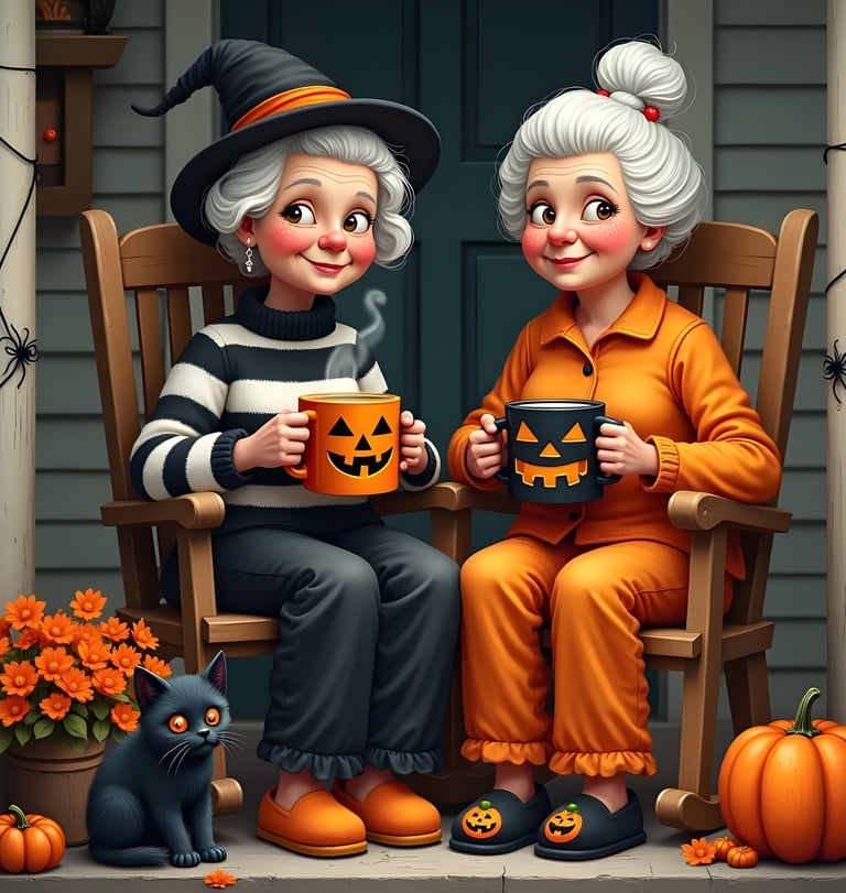 a couple of people sitting on a porch