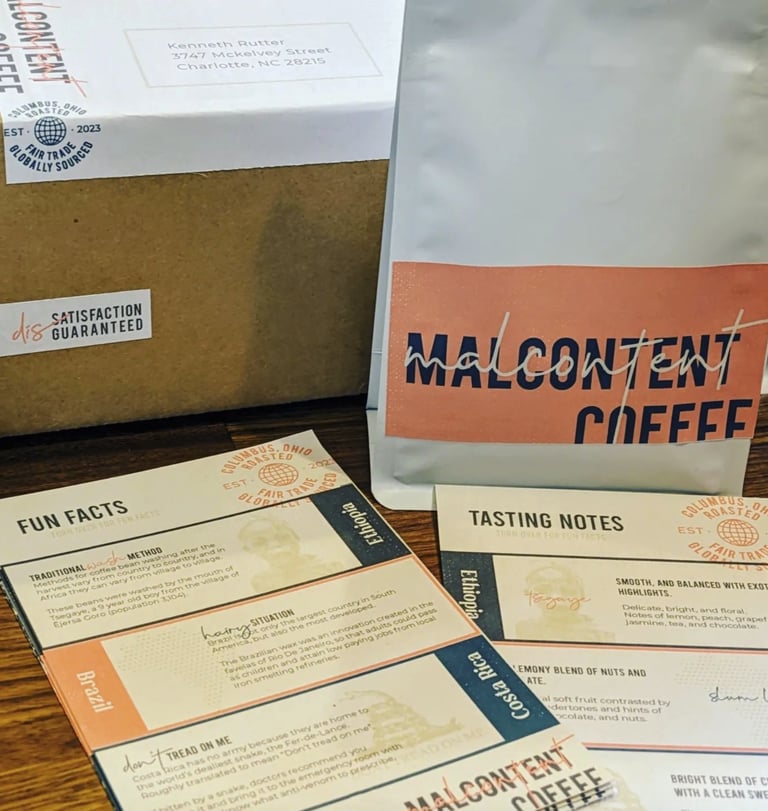 Malcontent Coffee Branding and collateral