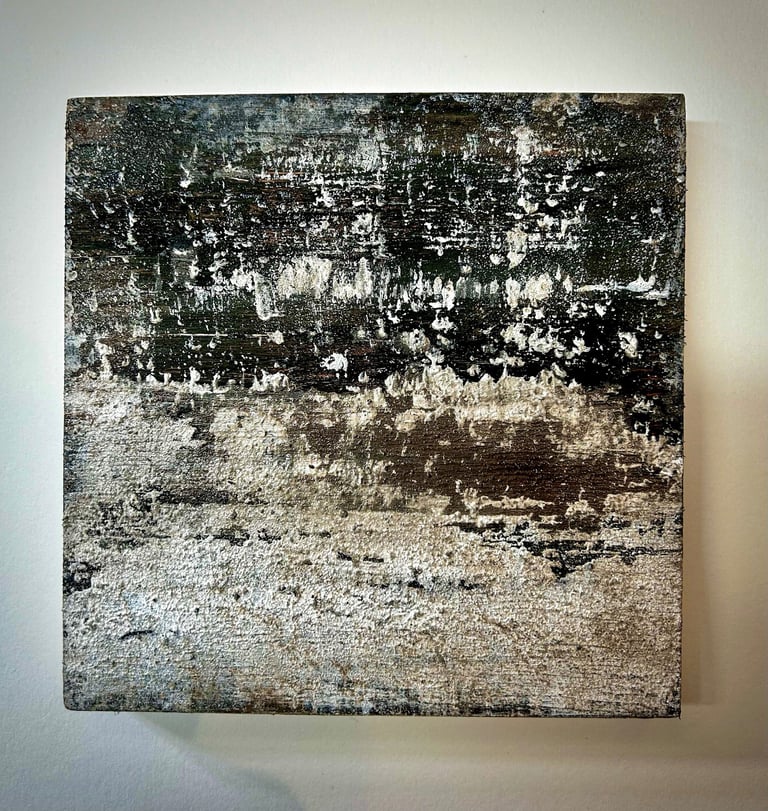 Mixed media abstract art. Landscape abstract. Laurence Moracchini Ditchling Studio.