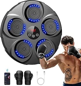 a man with boxing gloves and boxing gloves with music 