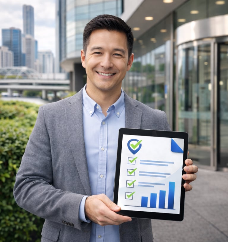 A confident professional ready to assist you