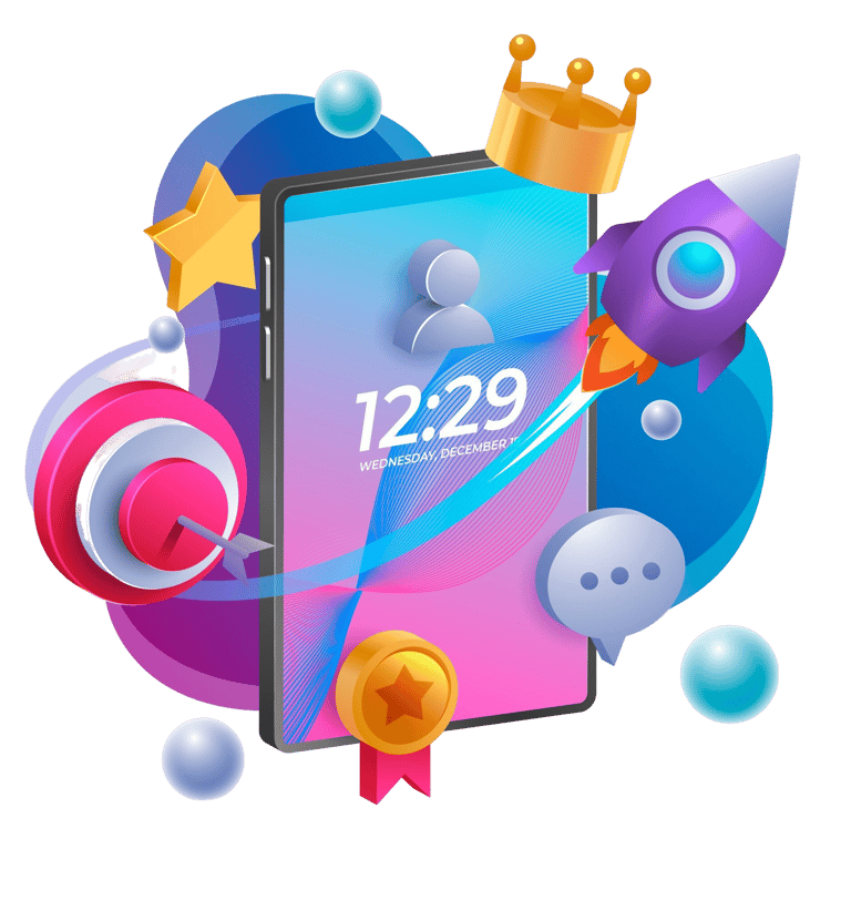a smartphone phone with a phone and a crown