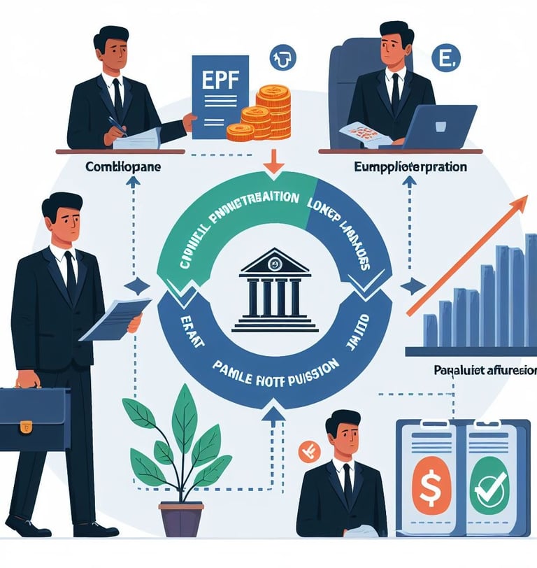 Diagram of compliance process and penalties for non-compliance under the EPF Act.