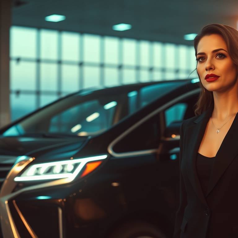 Female VIP passenger with private chauffeur vehicle at Bangkok airport