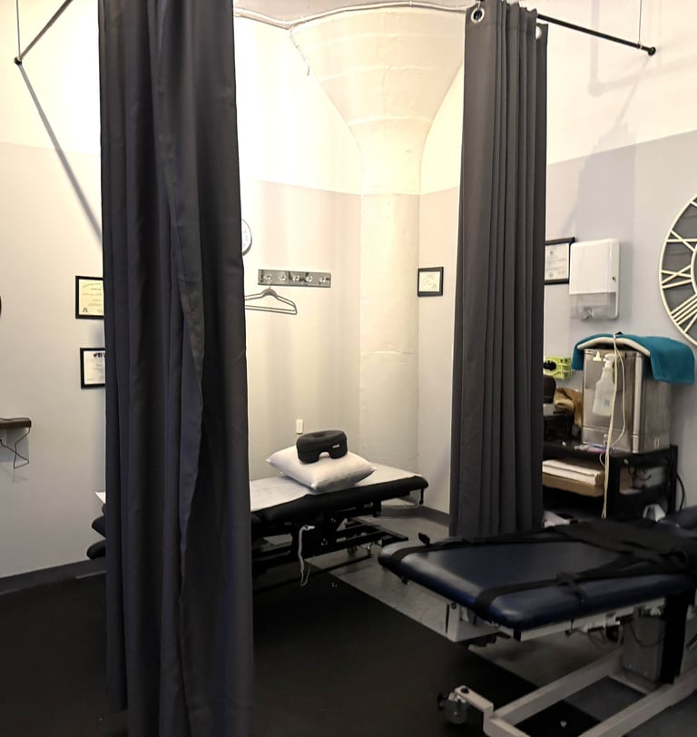 Private chiropractic treatment room at Well Adjusted in Brooklyn