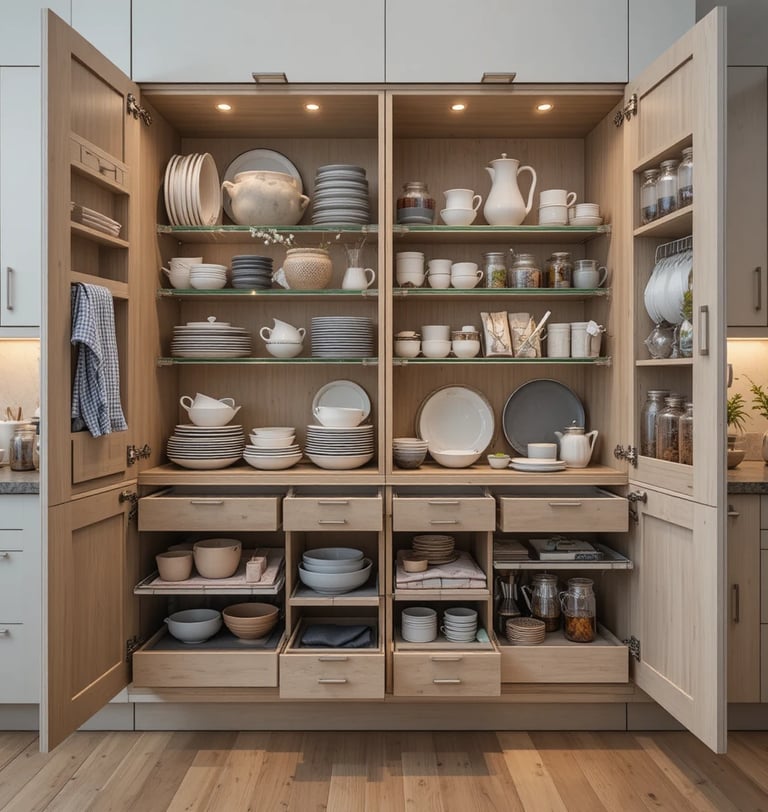 A kitchen countertop during the decluttering process