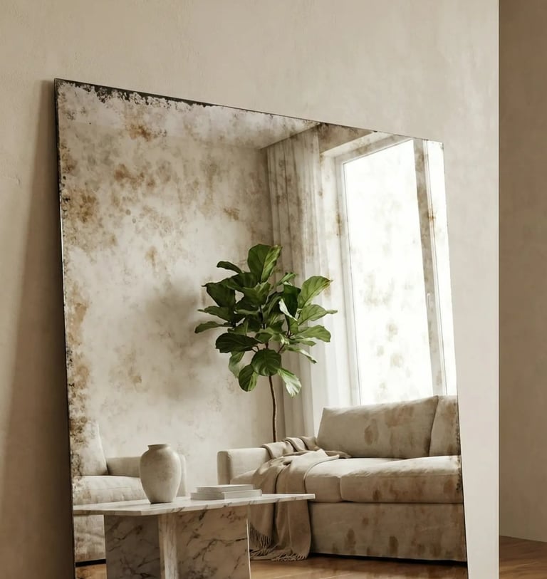 lustra postarzane, lustra antyczne na wymiar w salonie