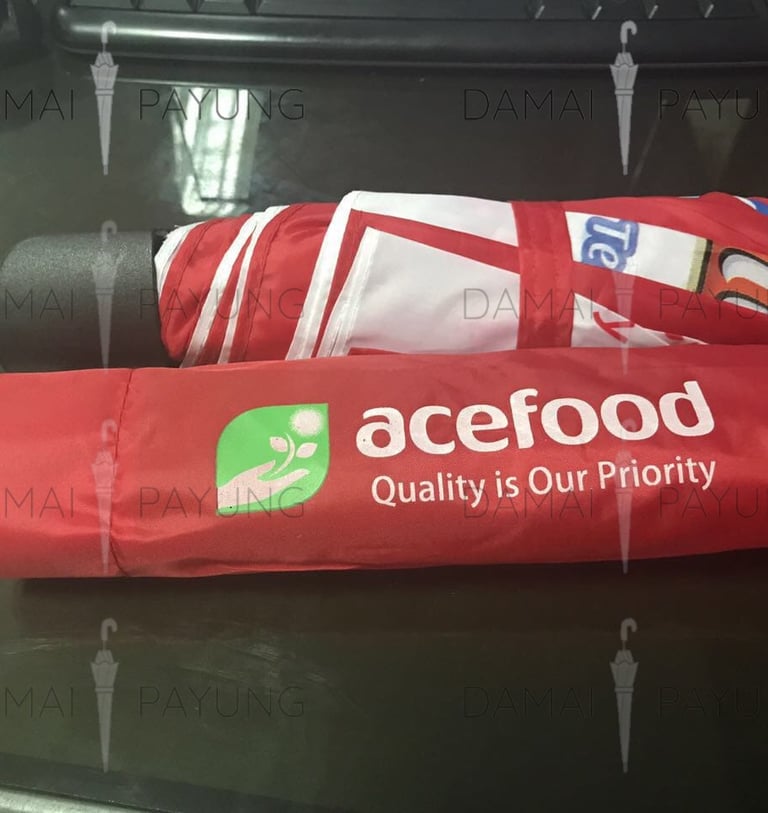 Payung promosi polos lipat merah putih acefood