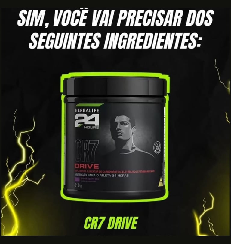 CR7 Drive Blend de eletrólitos, carboidratos e vitaminas B1 e B12. Hidratação inteligente.