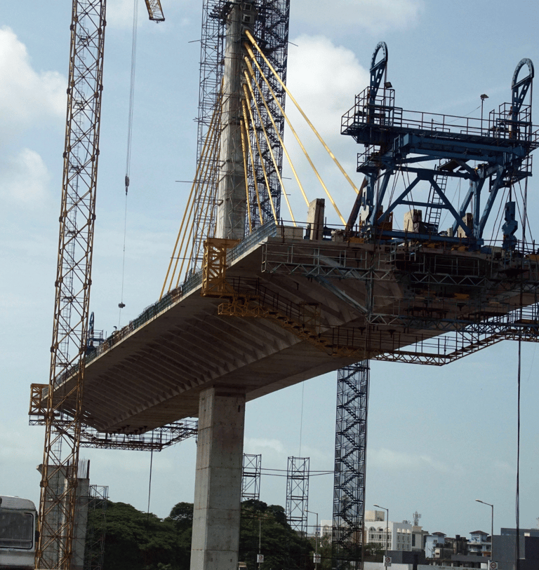 Gavi Infra EPC flyover project site under construction with pillar formwork