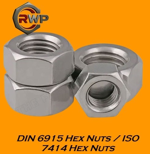 DIN 6915 / ISO 7414 Hex Nuts – Heavy hex structural nuts designed for high-strength bolting assemblies in steel structures, b